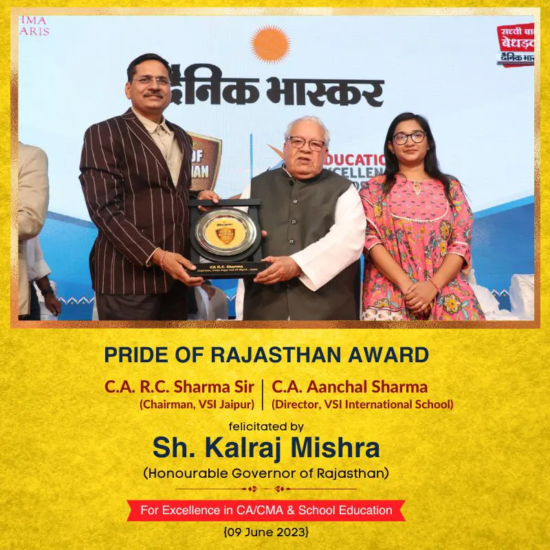 Pride of Rajasthan Award to CA RC Sharma Sir